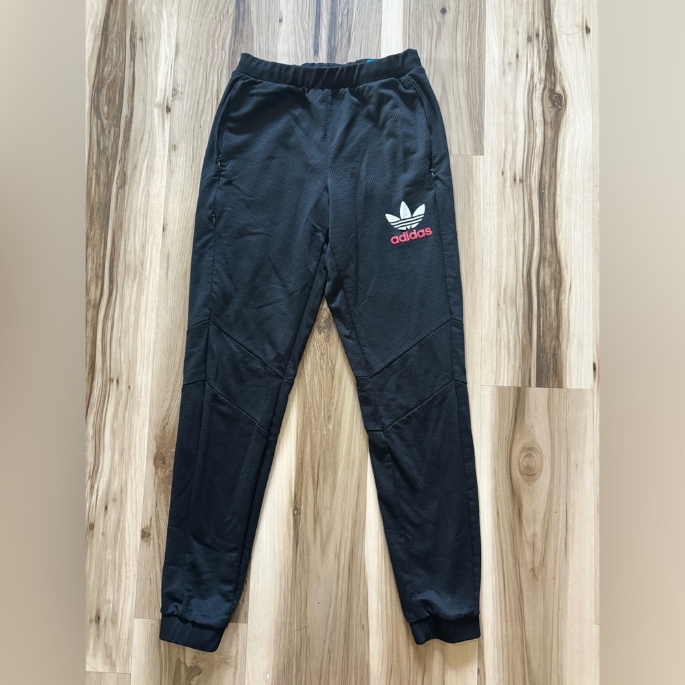 Adidas Black Joggers with Red Logo
